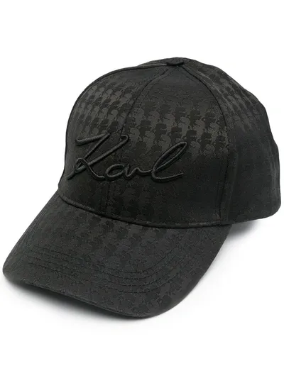 Karl Lagerfeld Kameo Print K/signature Cap In Black