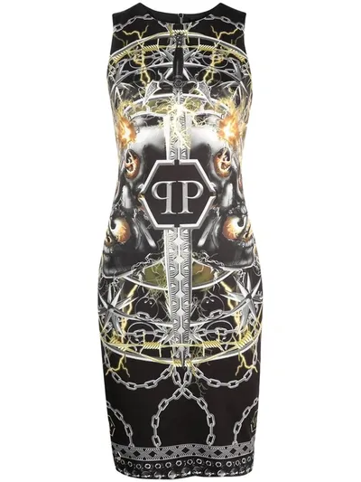 Philipp Plein Foulard Texture Dress In Black