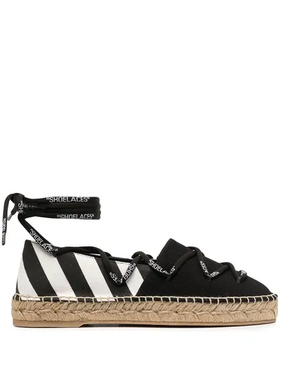 Off-white Canvas Espadrilles In White Black