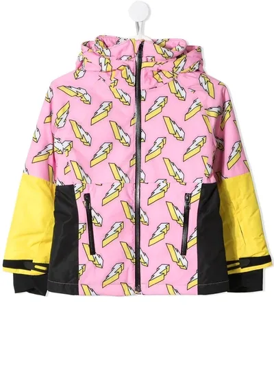 Stella Mccartney Kids' Thunder Print Waterproof Nylon Jacket In Pink