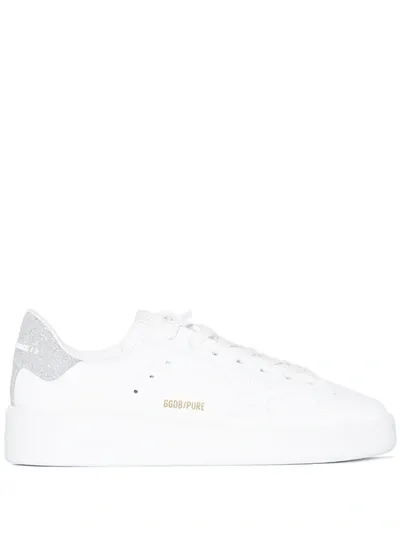 Golden Goose Purestar Glitter Detail Sneakers In White/silver