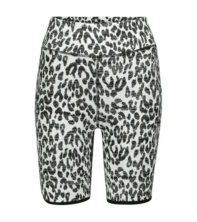 The Upside High-rise Snow Leopard-jacquard Cycling Shorts In Black,white