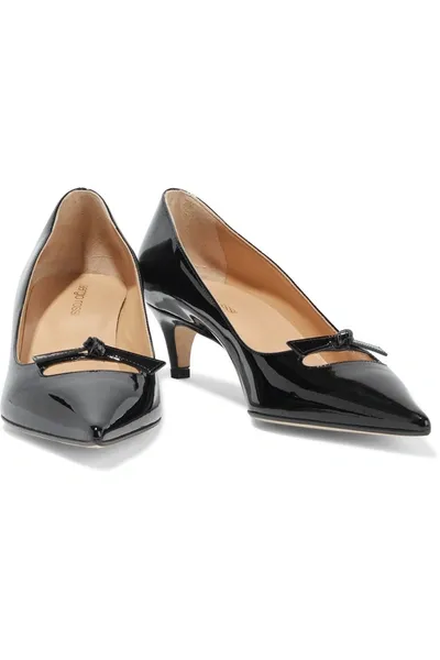 Sergio Rossi Isobel 45 Knotted Patent-leather Pumps In Black