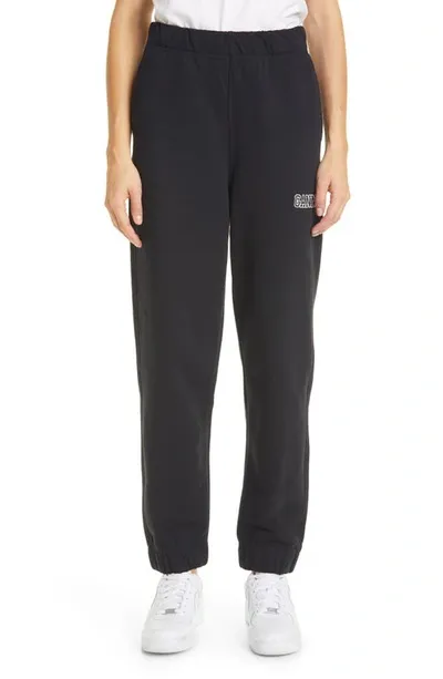 Ganni Embroidered Logo Track Pants In Black