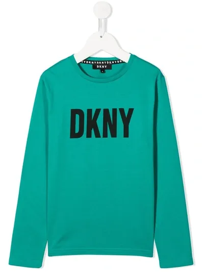 Dkny Kids' Logo Print Sweatshirt In Green