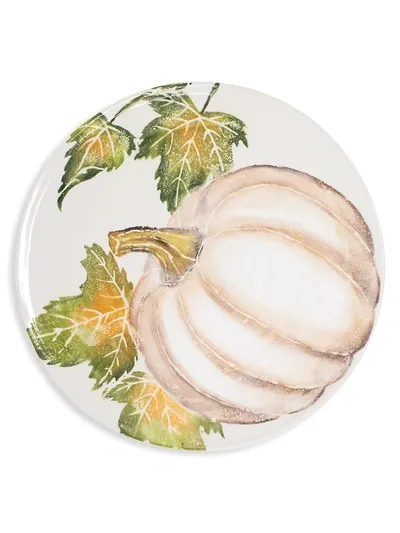 Vietri Pumpkins Round Platter W/ Pumpkin In Handpainted