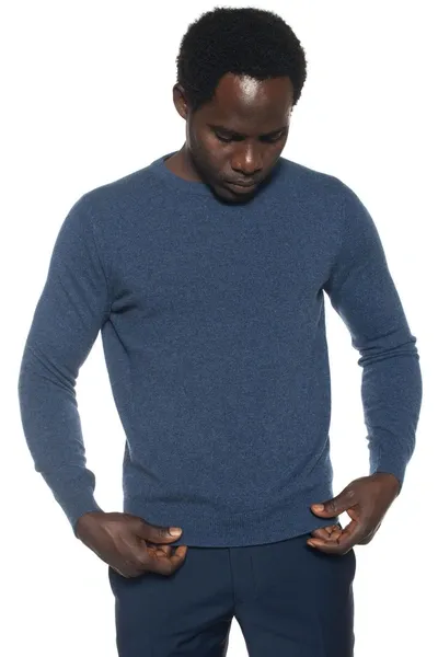 Andrea Fenzi Round-necked Pullover In Denim