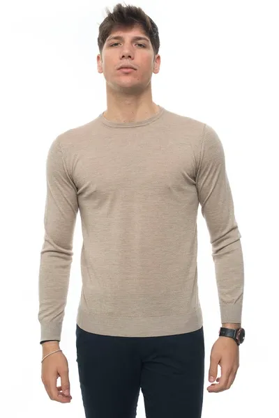 Andrea Fenzi Round-neck Pullover Beige Wool Man