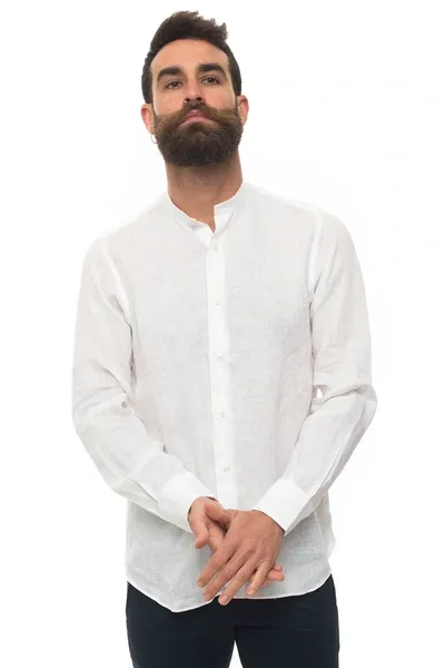 Vincenzo De Lauziers Shirt With Guru Collar White  Man