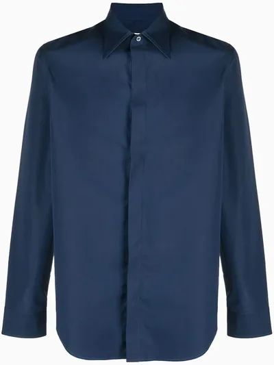 Maison Margiela Four-stich Cotton Shirt In Blue