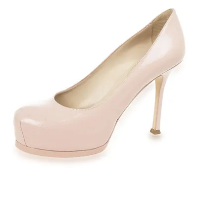 Pre-owned Saint Laurent Pink Leather Tribtoo Platform Pumps Size 38