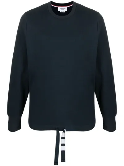 Thom Browne Fine-knit Long-sleeve Sweatshirt In Blue