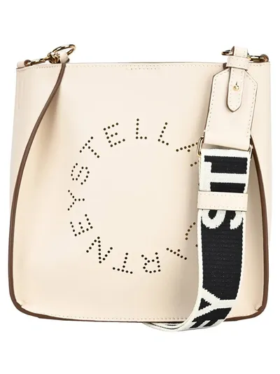 Stella Mccartney Logo Perforated Shoulder Bag In White