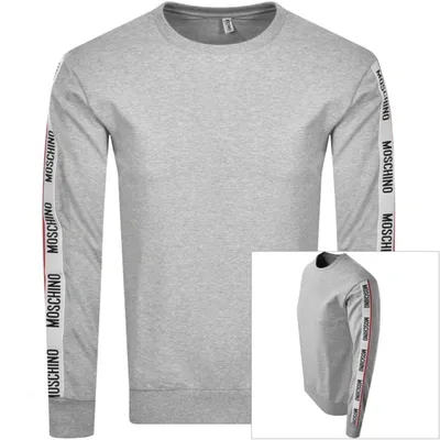 Moschino Logo-tape Long-sleeve Sweatshirt In Grey