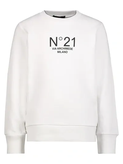 N°21 Teen Logo Print Cotton Sweatshirt In White