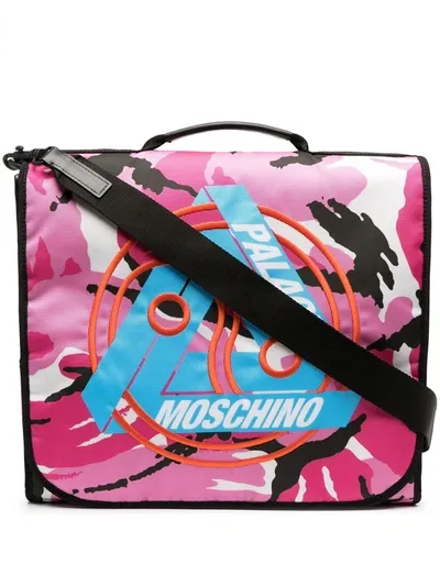 Moschino X Palace Logo Embroidered Laptop Bag In Pink