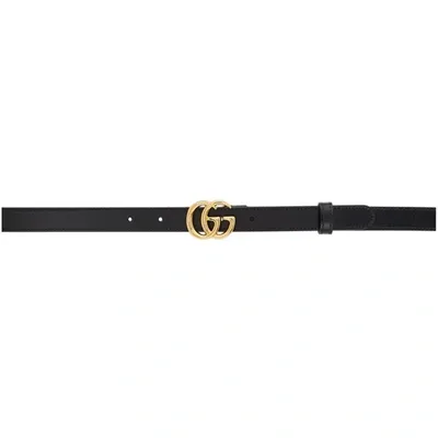 Gucci Black Thin Gg Marmont Belt