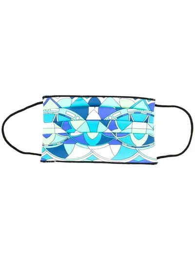 Emilio Pucci Abstract Print Face Mask In Blue