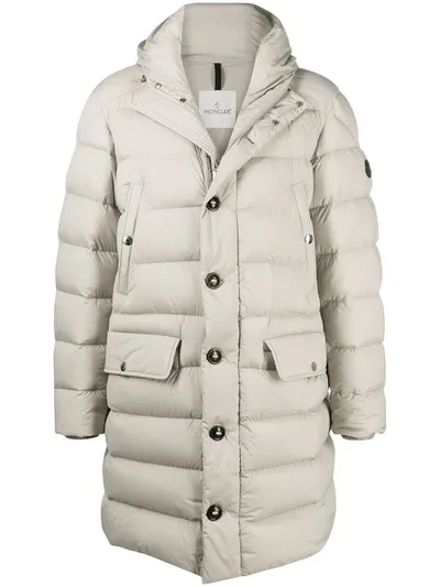 Moncler Padded Hooded Coat In Neutrals