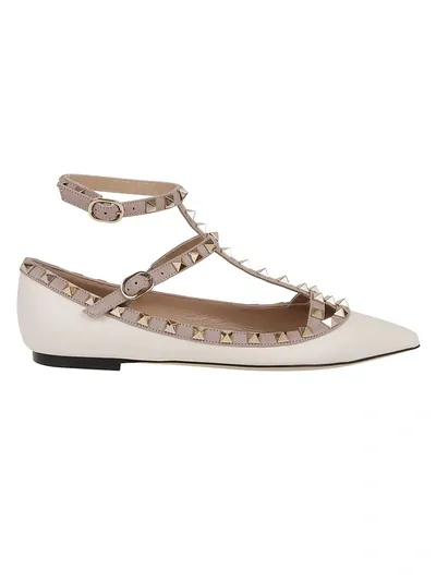 Valentino Garavani Rockstud Ballerinas In Neutrals