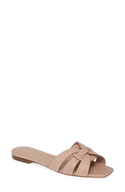 Saint Laurent Tribute Nu Pieds 05 Leather Sandals In Beige