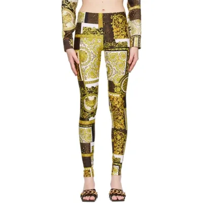 Versace Barocco Printed Stretch-jersey Leggings In Black