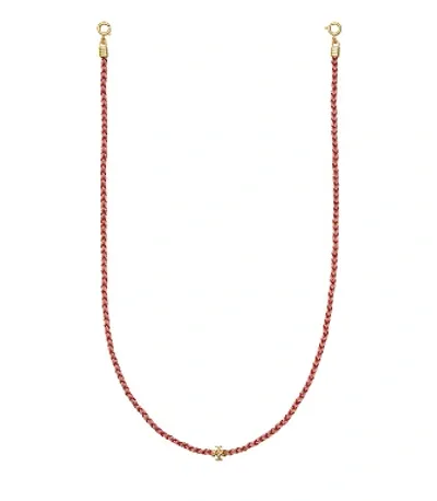 Tory Burch Braided Face Mask Chain In Rolled Brass/tuscan Wine/morning Glory