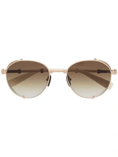 Balmain Eyewear X Akoni Round Gradient Lens Sunglasses In Gold