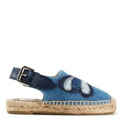 Stella Mccartney Kids' Denim Espadrille W/ Butterfly Patch In Blue