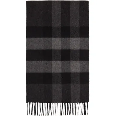 Burberry Scarf In Scottish-woven Check Cashmere In Charcoal