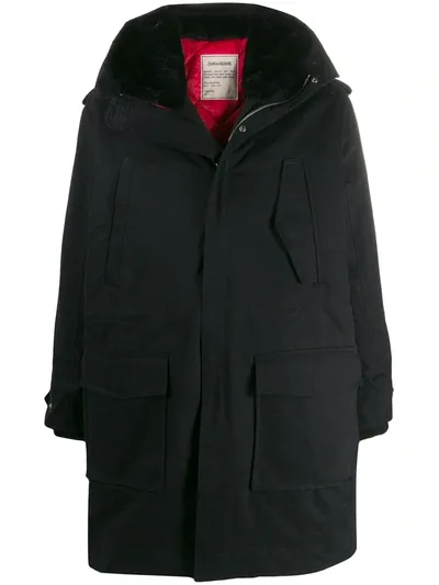 Zadig & Voltaire Kangou Lined Hood Parka Coat In Black