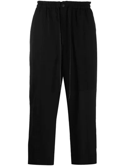 The Viridi-anne Wool-blend Wide Cropped Trousers In Black