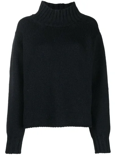 Margaret Howell High-neck Chunky Knitted Jumper In Black