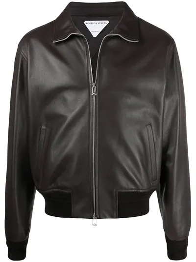 Bottega Veneta Black Leather Outerwear Jacket