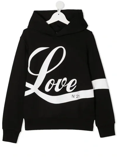 N°21 Kids Hoodie For For Boys And For Girls In Black