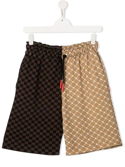 Sprayground Kid Kids' Monogram Print Detail Shorts In Brown