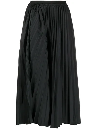 Marni Paperbag Cotton Poplin Midi Skirt In Black