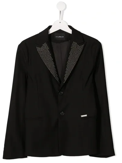 John Richmond Junior Kids' Single-breasted Studded Blazer In Black