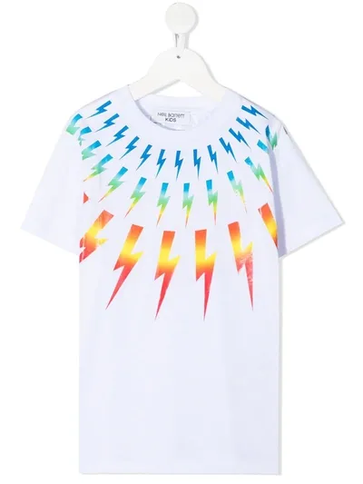 Neil Barrett Kids' Thunderbolt T-shirt In White