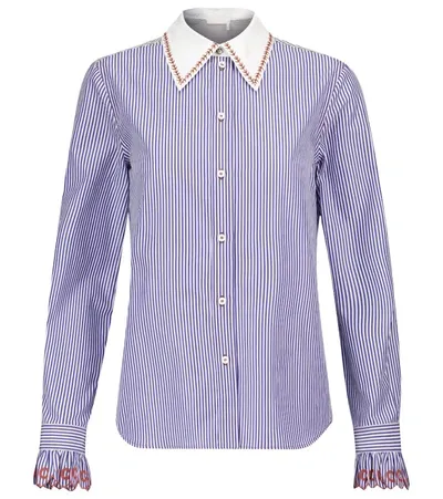 Chloé Striped Cotton Poplin Shirt In Blue