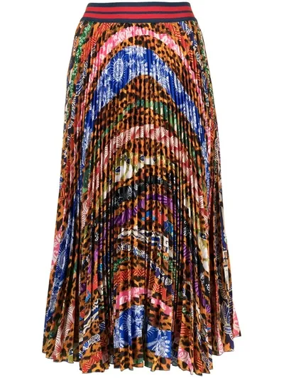 Stella Jean Mix-print Pleated Skirt In Multicolour