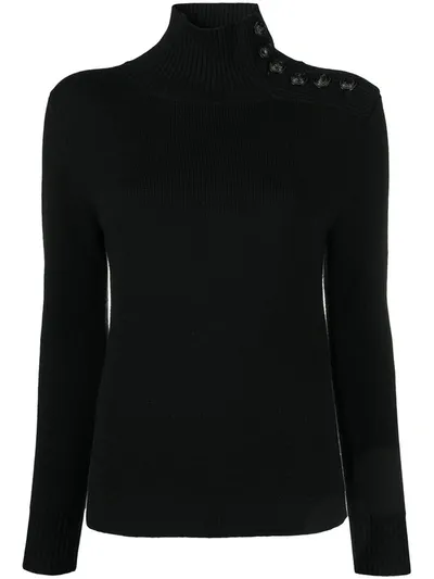 Rabanne Roll-neck Merino Wool Jumper In Black