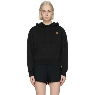 Kenzo Logo-embroidered Long-sleeve Hoodie In Black