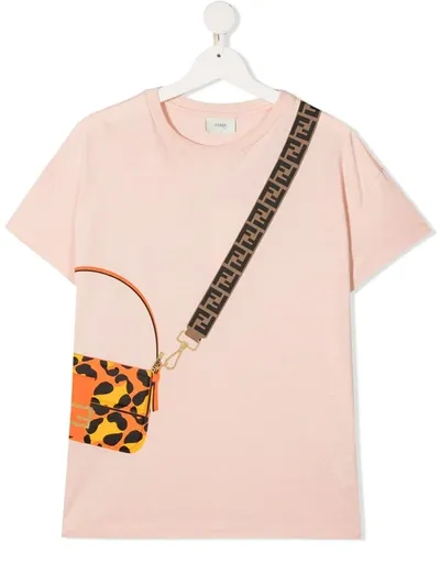 Fendi Teen Bag Print T-shirt In Rosa