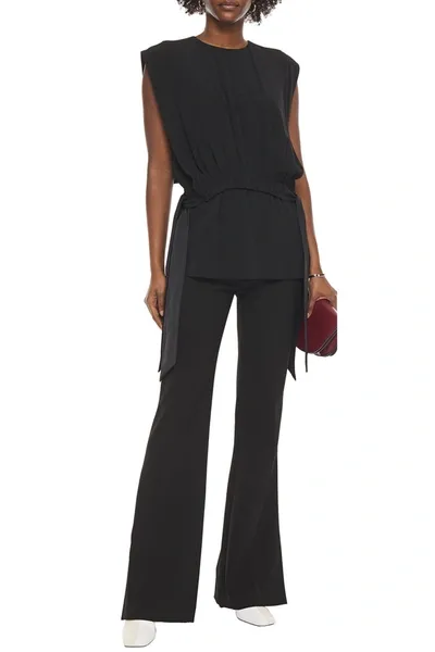 Victoria Victoria Beckham Gathered Crepe Top In Black