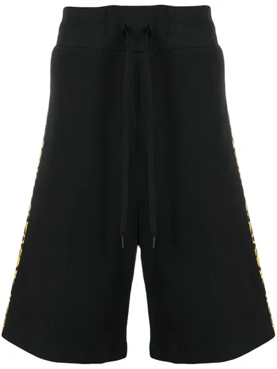 Versace Jeans Couture Baroque-print Cotton Shorts In Nero