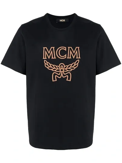 Mcm Mens Black Brand-print Crewneck Cotton-jersey T-shirt L In Black Beauty