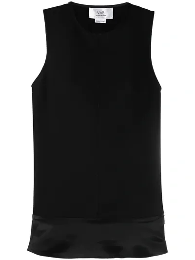 Victoria Victoria Beckham Satin-trimmed Sleeveless Blouse In Black