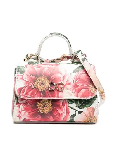 Dolce & Gabbana Kids' Printed Patent Leather Shoulder Bag In Pink