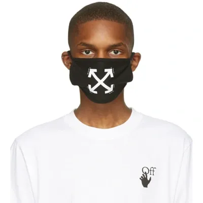 Off-white Man Black Arrow Face Mask With Off Logo Inside In Black White